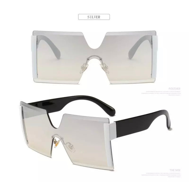 Oversized Square Sunglasses - Silver