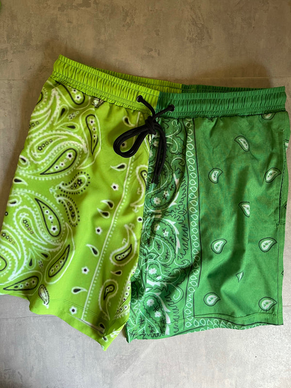 St. Lucia Two-Tone Paisley Swim Shorts - Lime