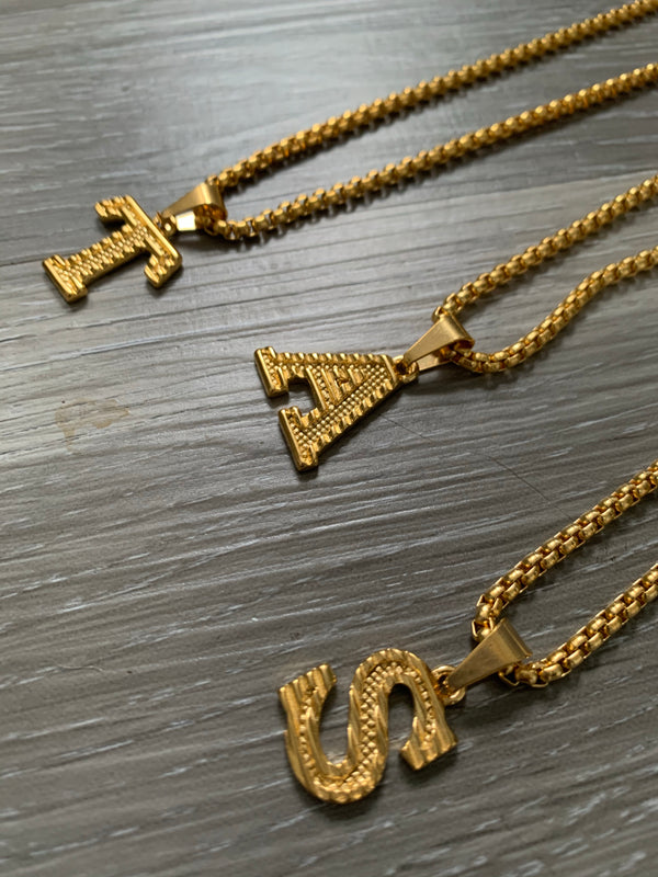 Custom Initial Gold Plated Letter With Thick Rope Necklace